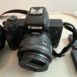 Canon EOS M50 Mirrorless Digital Camera with 15-45mm Lens (Black) & Accessories.